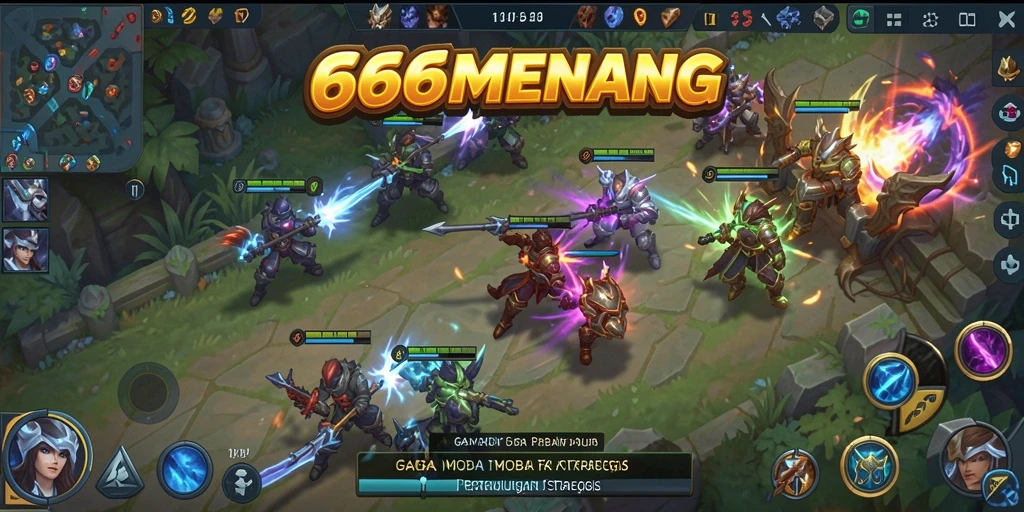 Gameplay seru di tengah pertarungan hero MOBA.