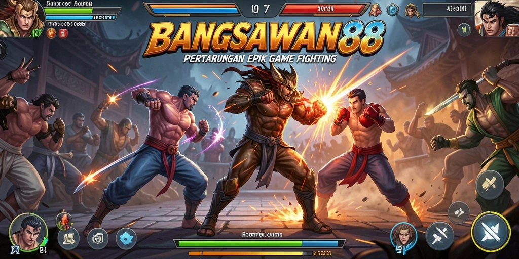 Screenshot BANGSAWAN88 menampilkan aksi pertarungan intens.