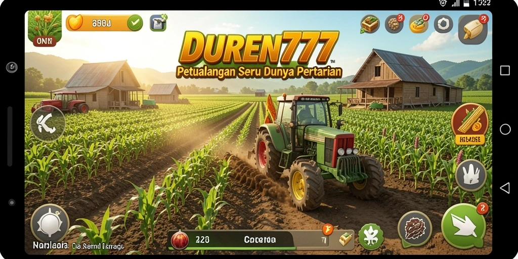 Gameplay DUREN777 menunjukkan aktivitas bertani yang seru dan interaktif.