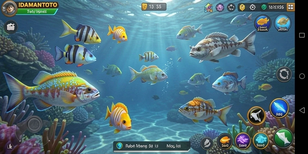 Screenshot gameplay IDAMANTOTO menampilkan aksi menembak ikan yang mendebarkan.