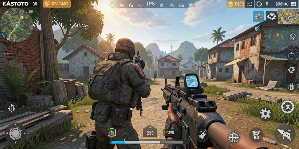 Tangkapan layar menunjukkan aksi seru dalam game TPS KASTOTO.