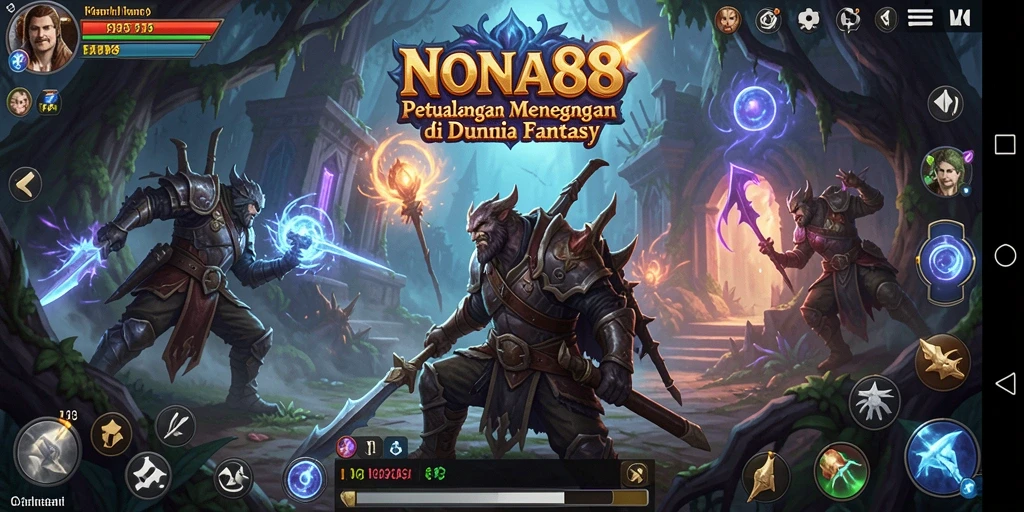 Screenshot utama NONA88 menampilkan karakter utama dalam aksi petualangan.
