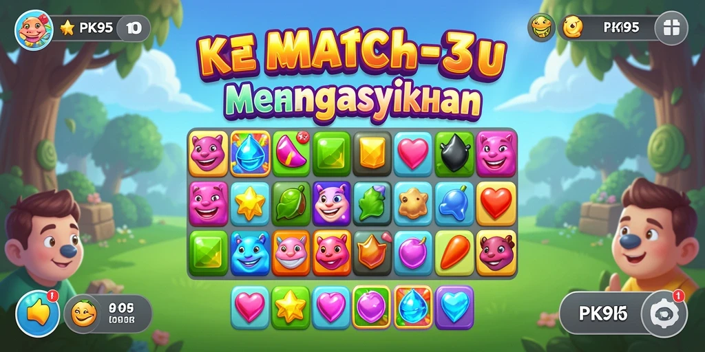 Tampilan gameplay menarik dalam PK95 yang menampilkan tantangan Match-3.