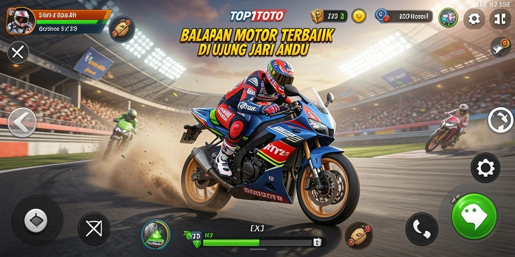 Gameplay mendebarkan dalam balapan motor yang seru.