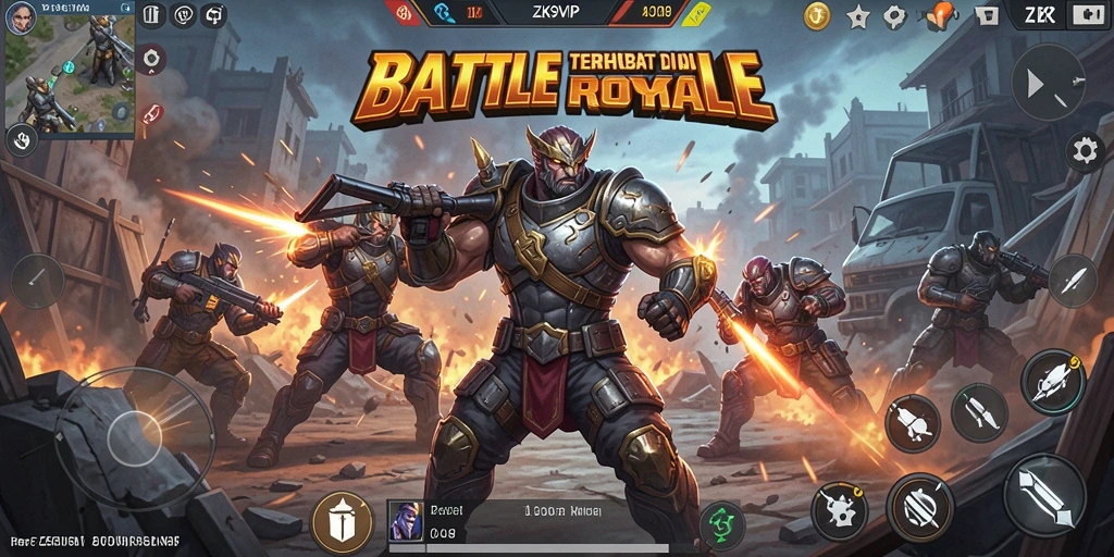 Screenshot ZK9VIP menampilkan aksi epic dalam pertarungan Battle Royale.