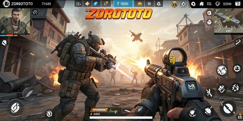 Screenshot menampilkan aksi seru dalam gameplay TPS ZOROTOTO.